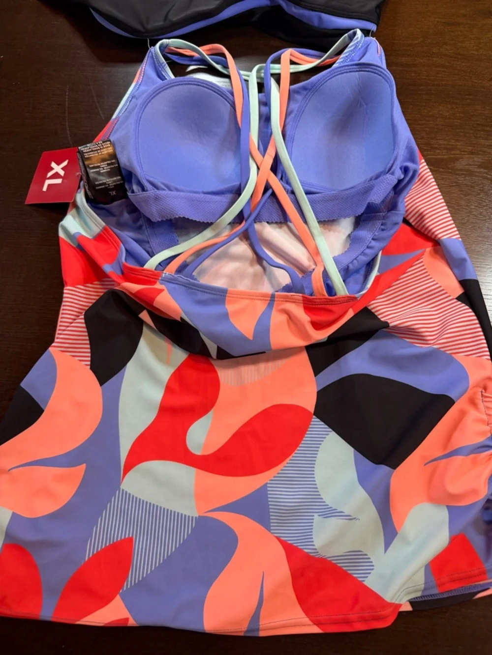 NWT ZeroXposur Floral Tankini Swim Skirt Set Crisscross Resort XL